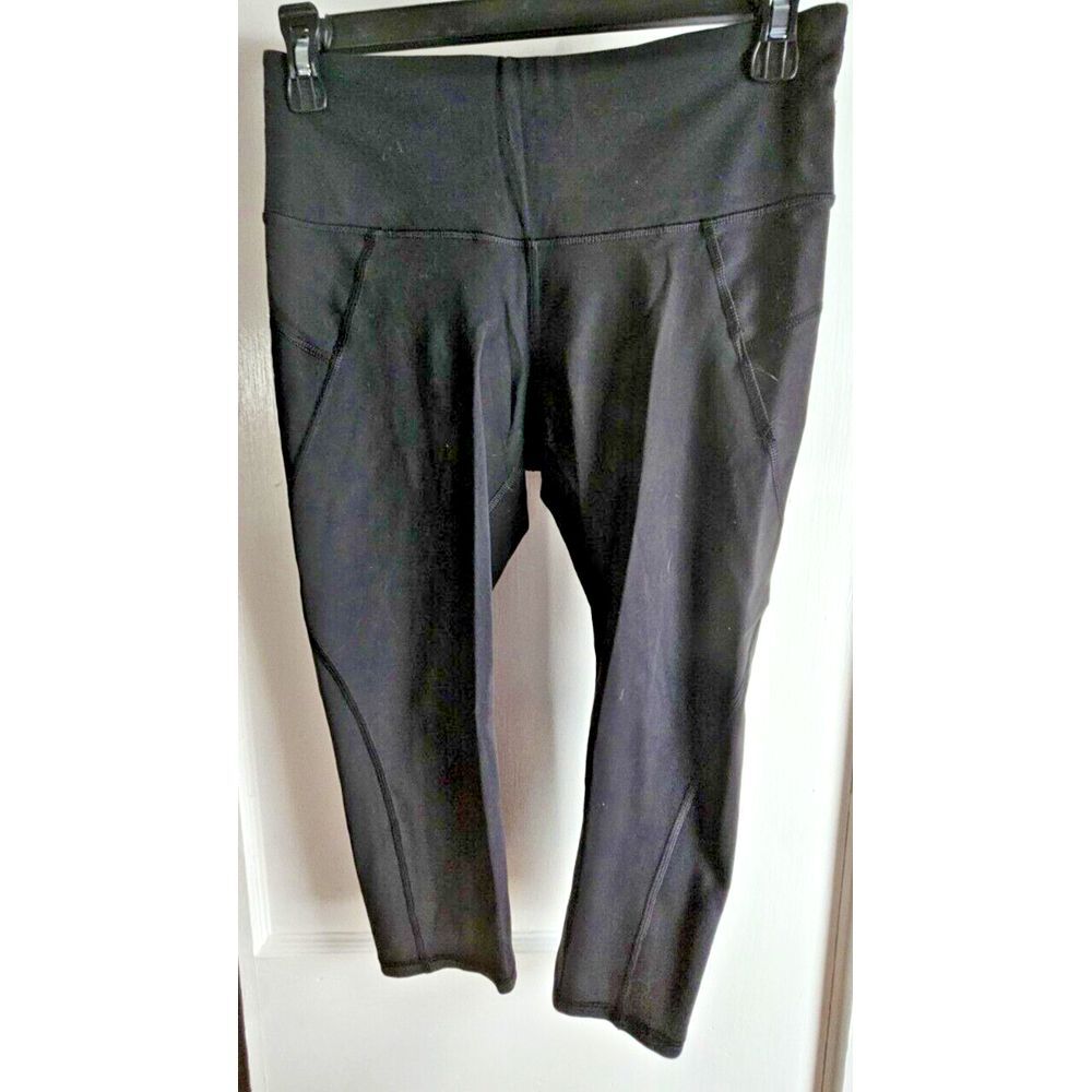 Athleta seamed high waist black women Sz SP capris legging compression